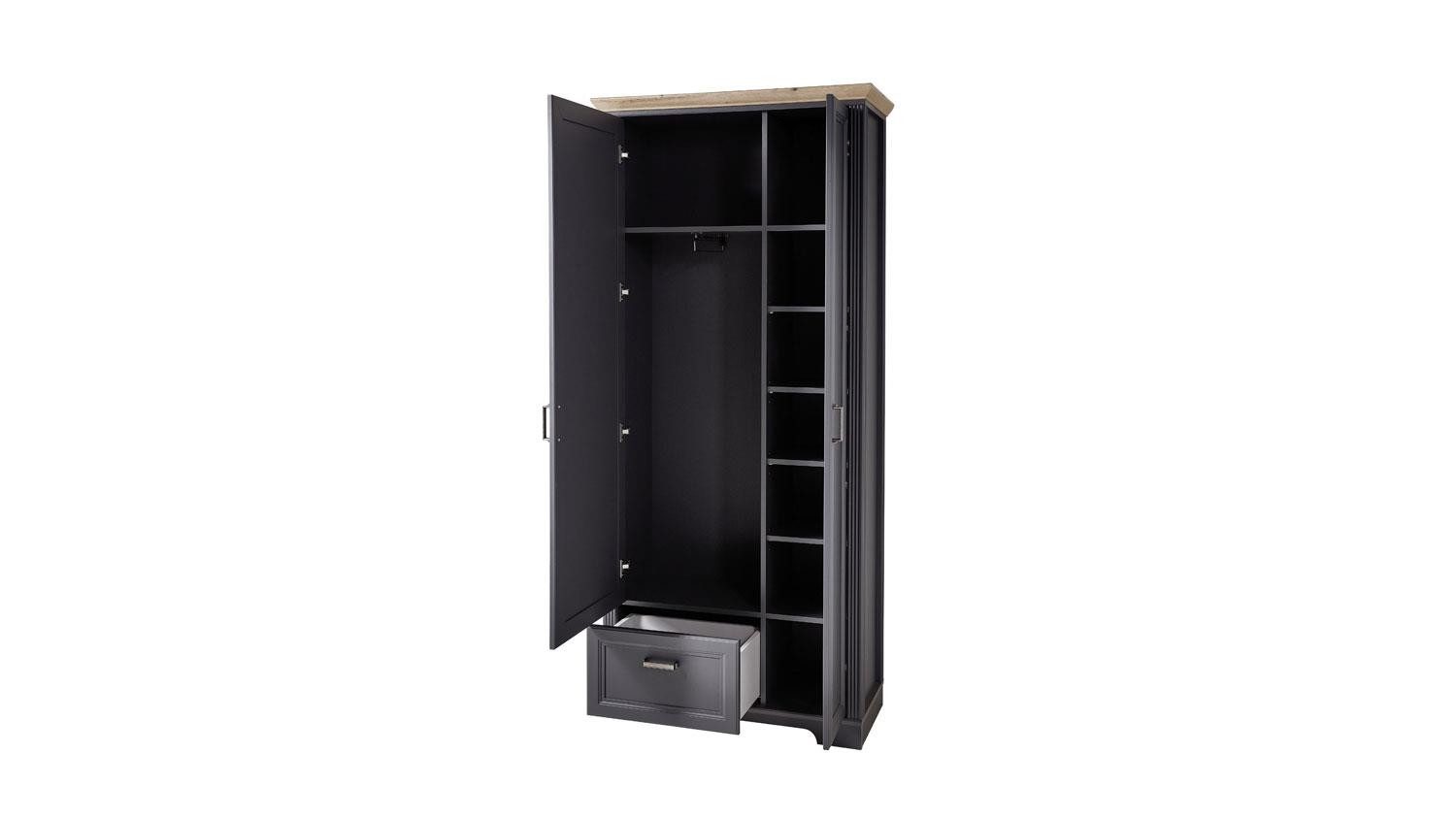 Innostyle Garderobenschrank Garderobenschrank Jasmin in graphit und Artisan Eiche 93x204