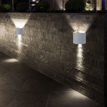 etc-shop Außen-Wandleuchte, LED-Leuchtmittel fest verbaut, Neutralweiß, 5x LED Außen Wand Lampen Garten Effekt UP&DOWN Leuchten Licht-Schein