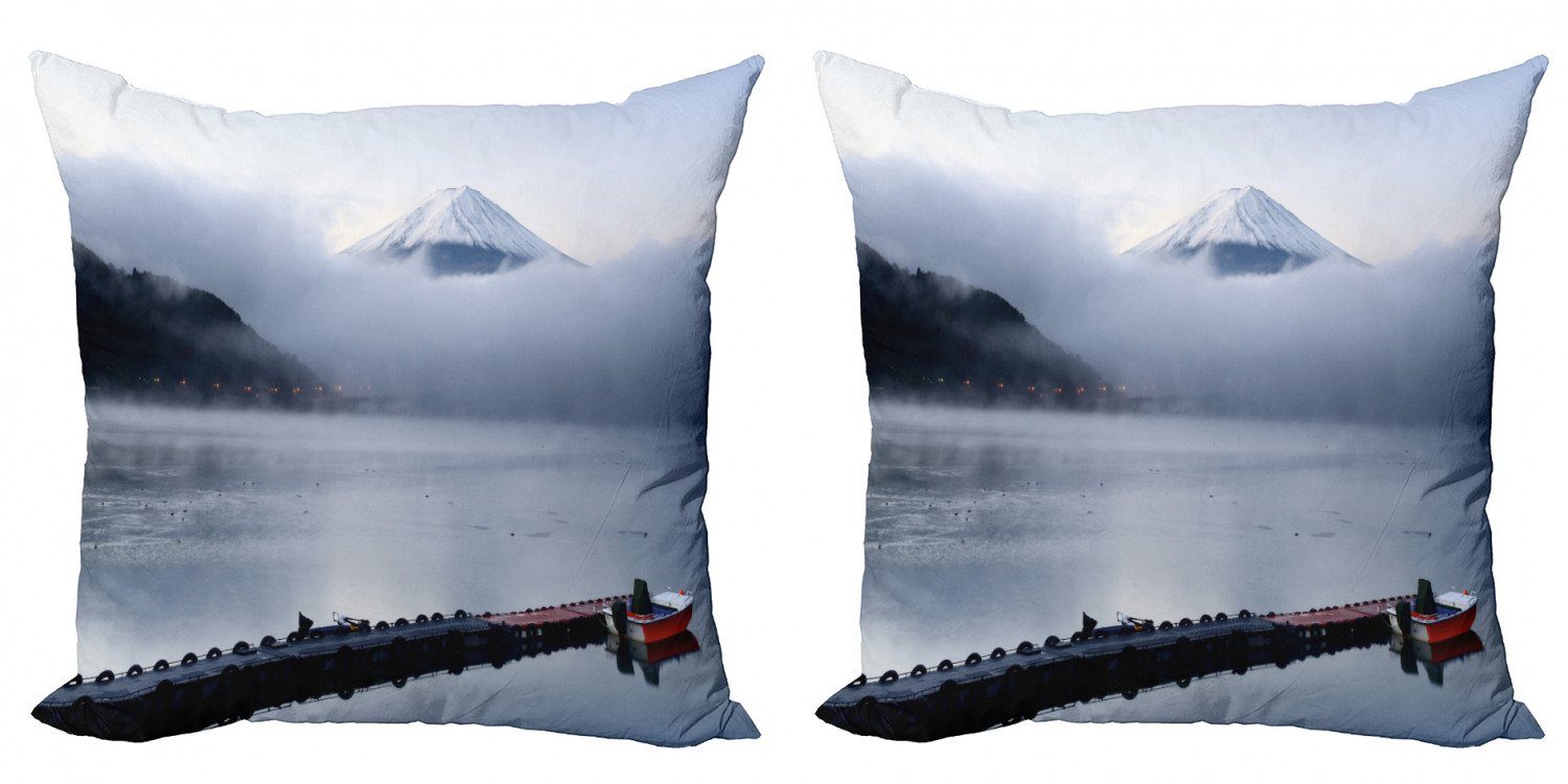 Kissenbezüge Modern Accent Doppelseitiger Digitaldruck, Abakuhaus (2 Stück), Fuji Berggipfel Kawaguchi