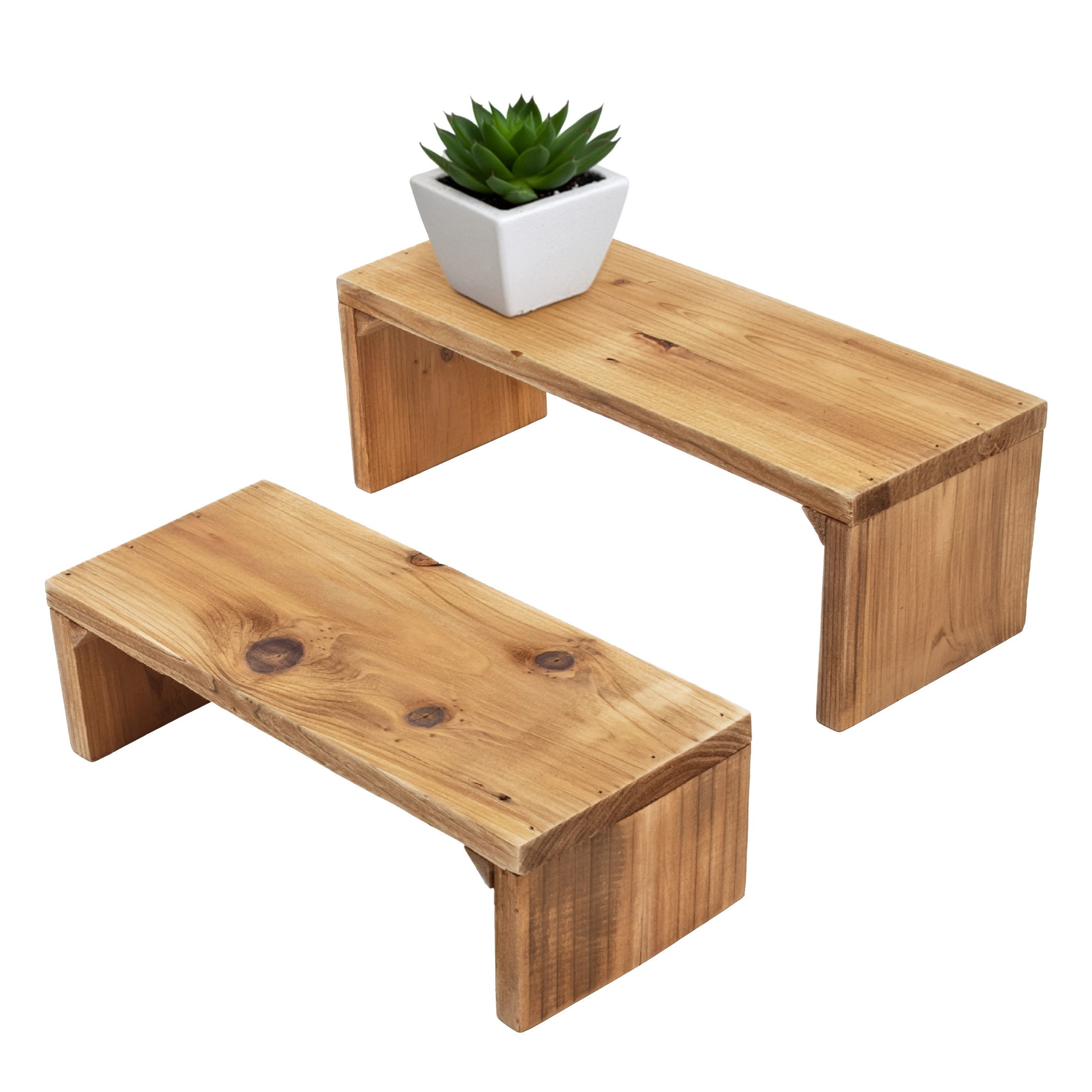 Spetebo Blumenhocker Pflanzenhocker aus recyceltem Holz (Set, 2 St., 2er Set), Gefertigt aus recyceltem Holz