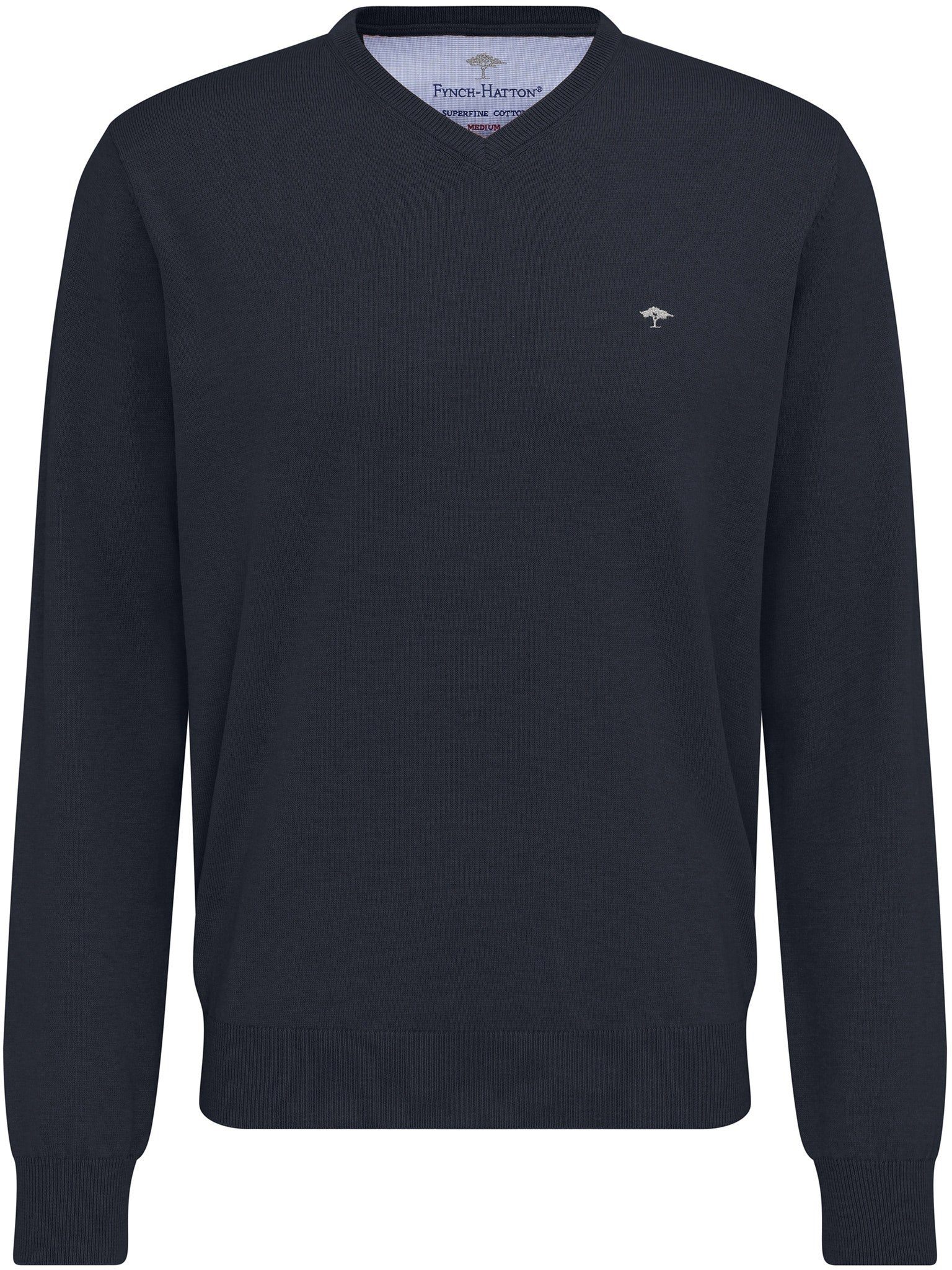 FYNCH-HATTON Strickpullover mit navy-meliert Pullover mit V-Ausschnitt V-Kragen FYNCH-HATTON (1-tlg)