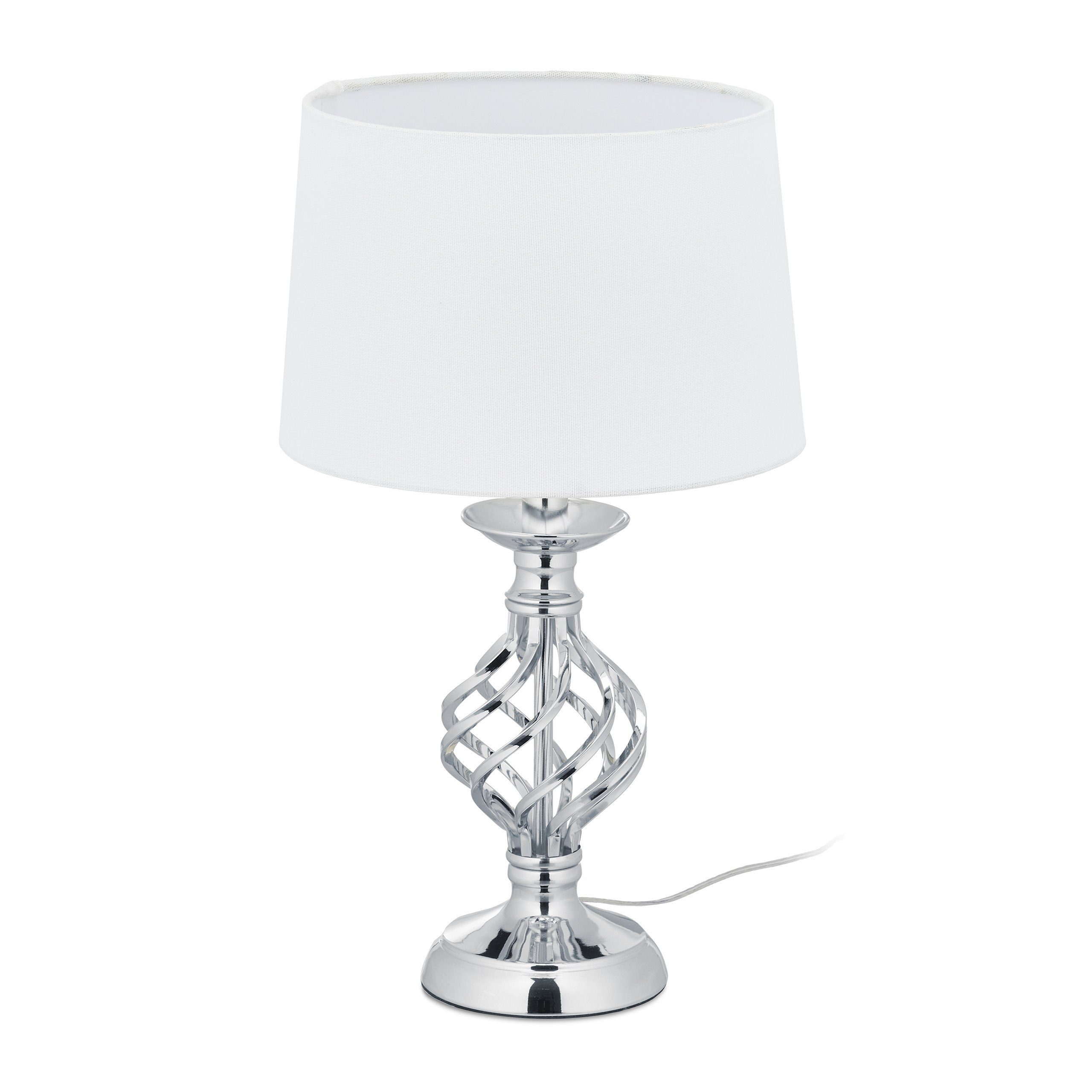 relaxdays Tischleuchte Weiß dimmbar, modern Silber Silber Tischlampe