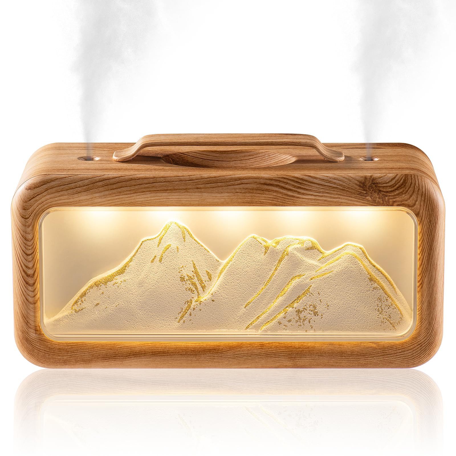 MOPUEA Luftbefeuchter Luftbefeuchter Diffusor 600ML Ultraschall Dual Düse 3 Arten Leuchten, 23dB leise LED Licht USB Betrieb und Dual Sprühfunktion