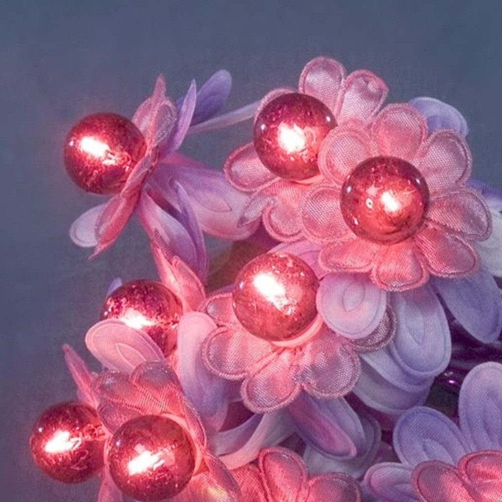 KONSTSMIDE LED-Lichternetz Deko-Lichterkette lila Stoffblume 10er 1,35m Konstsmide 1378-451