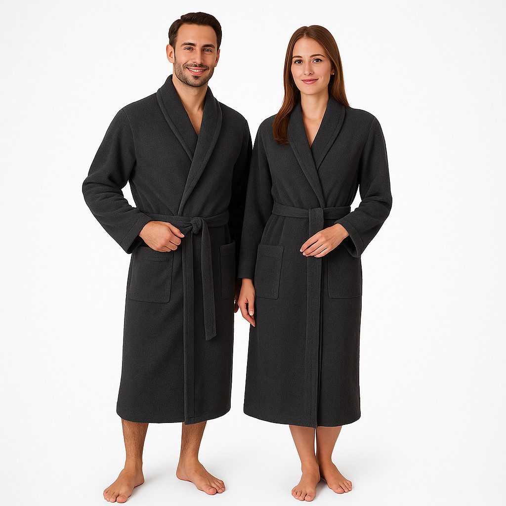 Betz Bademantel Saunamantel für Herren und Damen mit Schalkragen BERLIN, wadenlang, 100% Baumwolle, Schalkragen, Gürtel