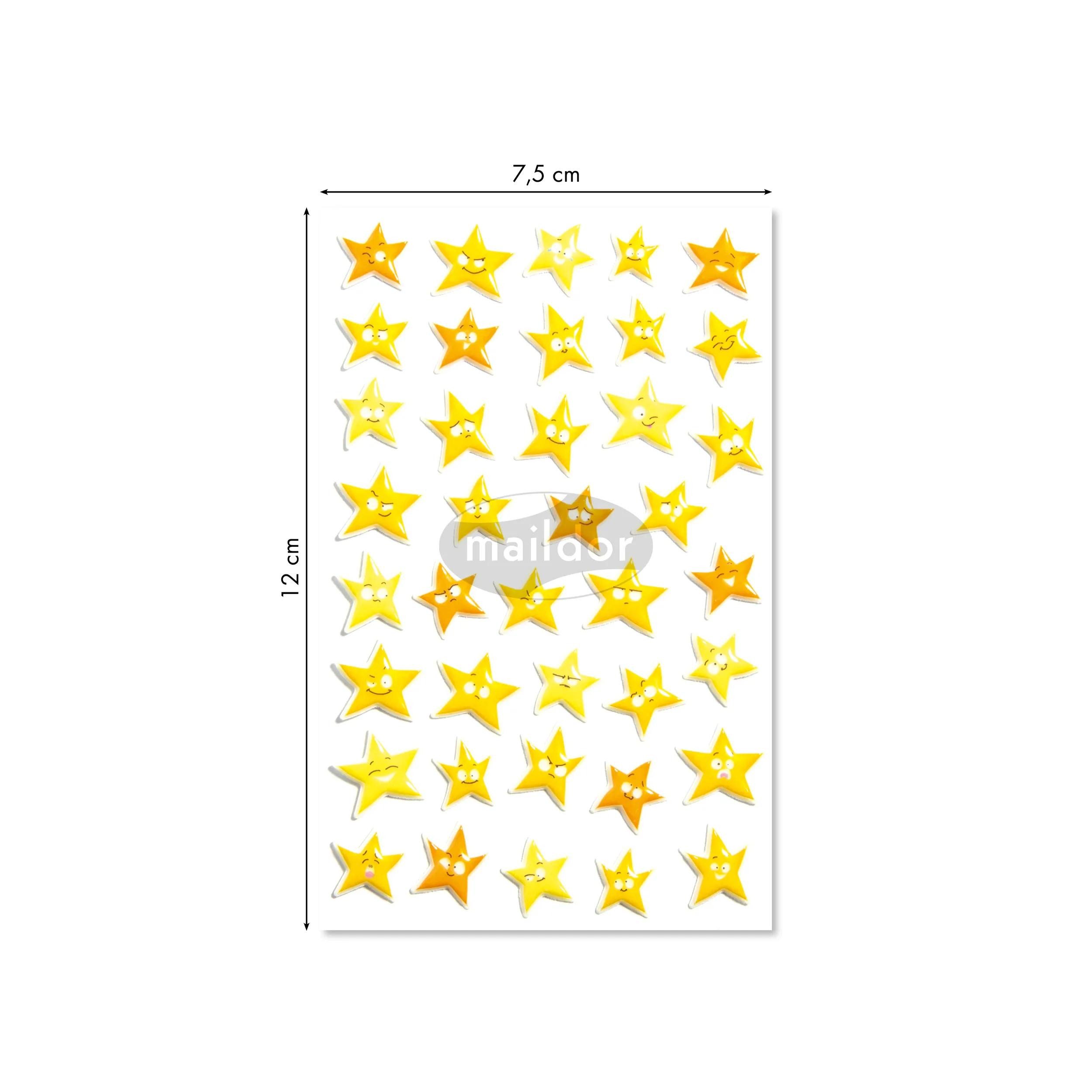 maildor Sticker 10x Cooky, 1 Stickerbogen 7,5x12cm, Sterne - Mehrfarbig CY106C, 3D-Sticker