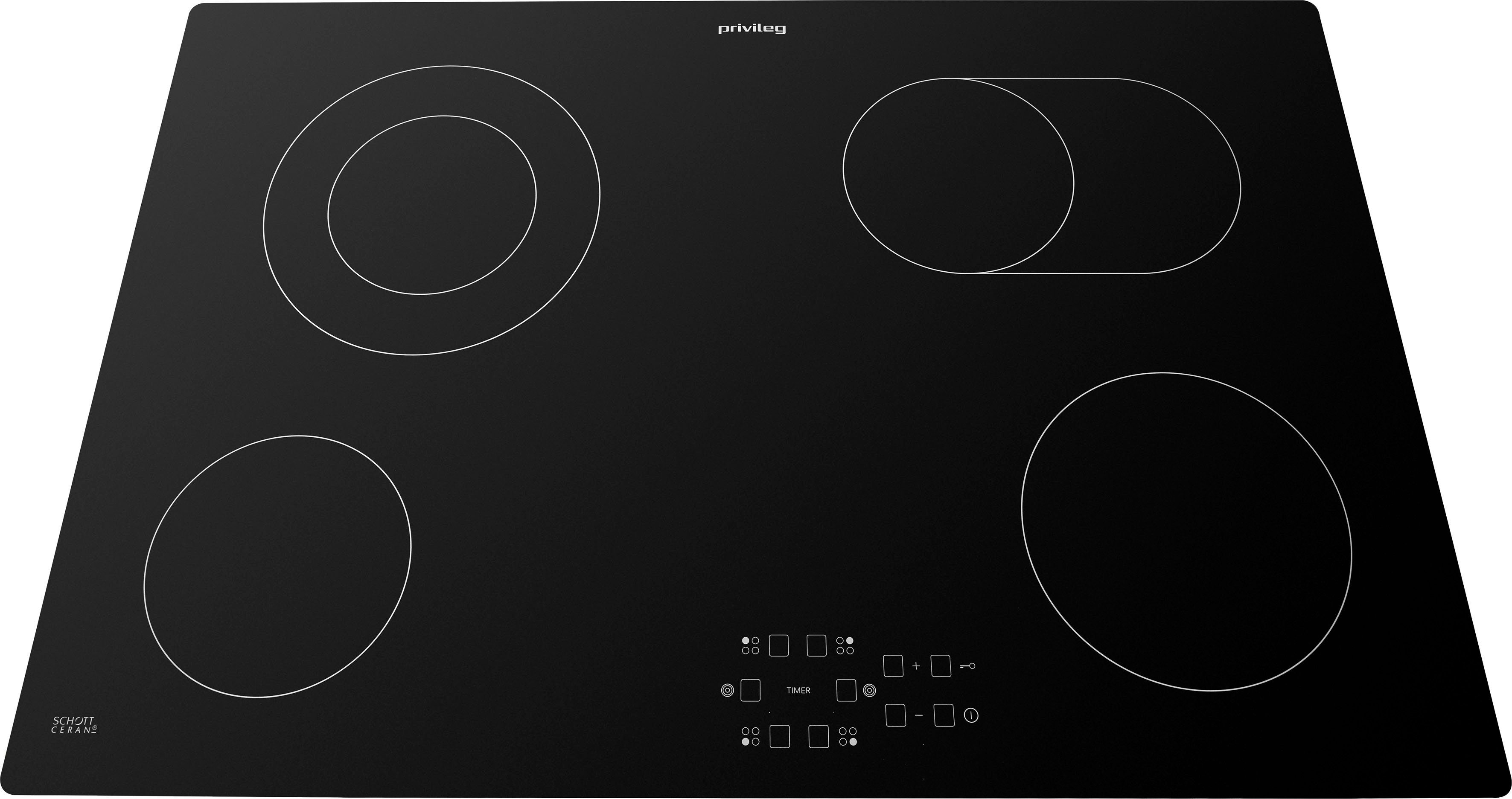 Privileg Elektro-Kochfeld PCTAC 7042 NE, Mehr Flexibilität: Bräterzone für extra großes Kochgeschirr