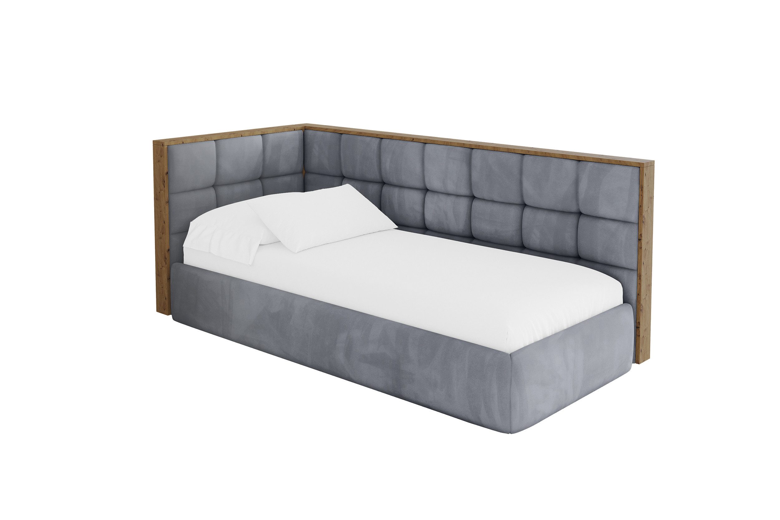 ALTDECOR Jugendbett SOVY (Jugendbett mit Bettkasten und Lattenrost, Polsterbett ohne Matratze), Einzelbett mit Stauraum, Bett mit Kopfteil