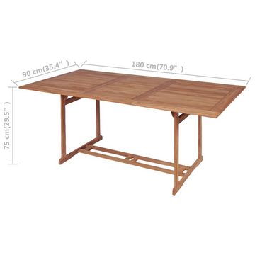 vidaXL Gartentisch Gartentish 180x90x75 cm Teak Massivholz (1-St)