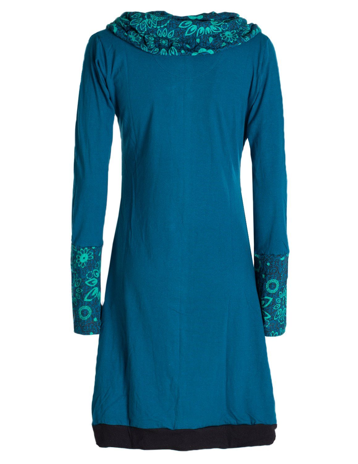 Vishes Jerseykleid Blumen-Kleid Langarm-Shirtkleid Schal-Kragen Baumwolle günstig online kaufen