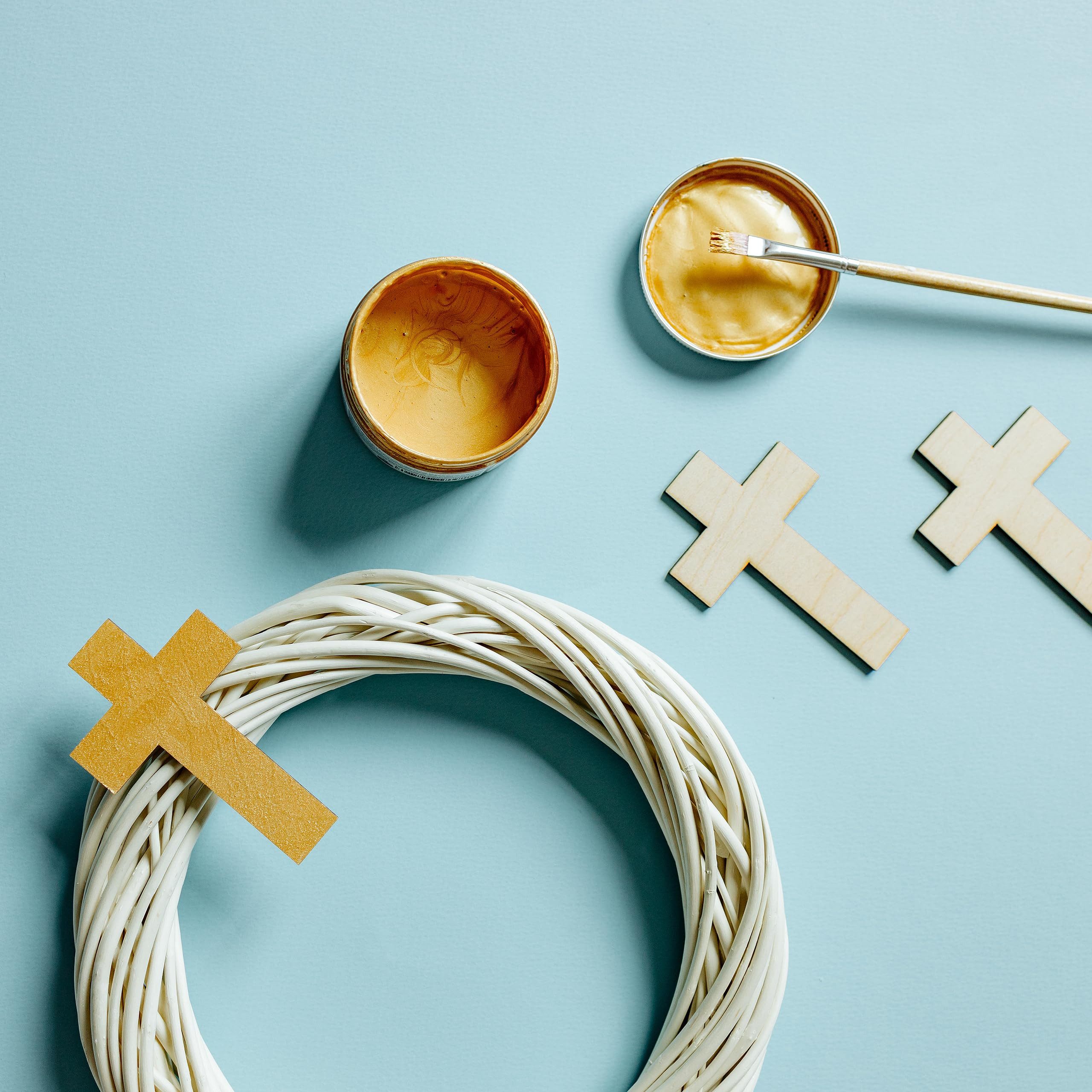 Creative Deco Dekohänger 10x Kreuz Anhänger aus Sperrholz 3mm zum Basteln und Bemalen