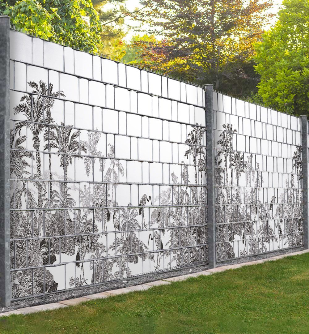 Sichtschutzstreifen Sichtschutzstreifen Dschungel Zeichnung Vögel Sichtschutz Garten Zaun