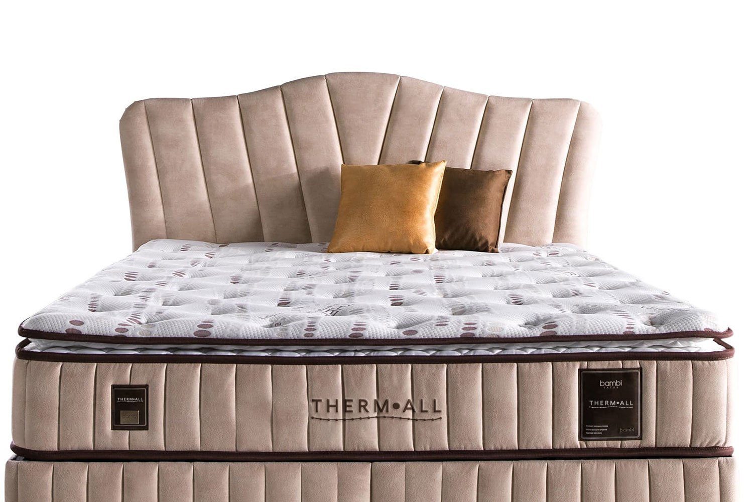 BAMBI YATAK Boxspringbett Set, Bambi Thermall, Schlafzimmerbett, Matratze mit Topper, H4 / H5 (1 x H4/H5 Extra Fest Matratze, 2 x Bettkasten, 1 x Bettkopfteil), Taschenfederkernsystem, Luftkapsel, Hyper-Schaum, Matratzenhöhe: 30 cm