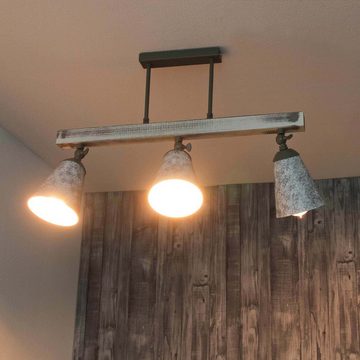 Licht-Erlebnisse Deckenstrahler AGAP, ohne Leuchtmittel, Deckenleuchte Shabby Weiß Grau gemustert Metall Holz Küche Lampe