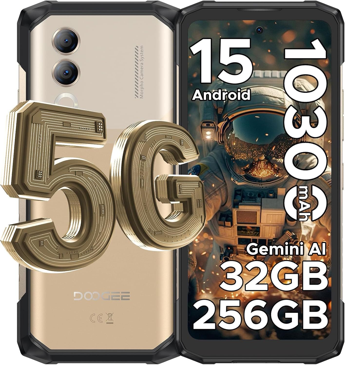 DOOGEE BLADE 20 TURBO Android 15 5G AI Outdoor Handy Ohne Vertrag 5G Smartphone (6.6 Zoll, 256 GB Speicherplatz, 50 MP Kamera, 10300mAh/33W, 32GB+256GB/TF 2TB Outdoor Handy)