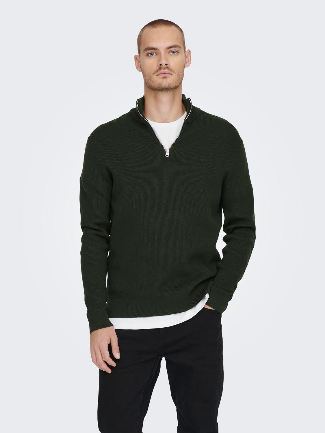 ONLY & SONS Strickpullover ONSPHIL REG 12 STRUC HALF ZIP KNIT NOOS günstig online kaufen