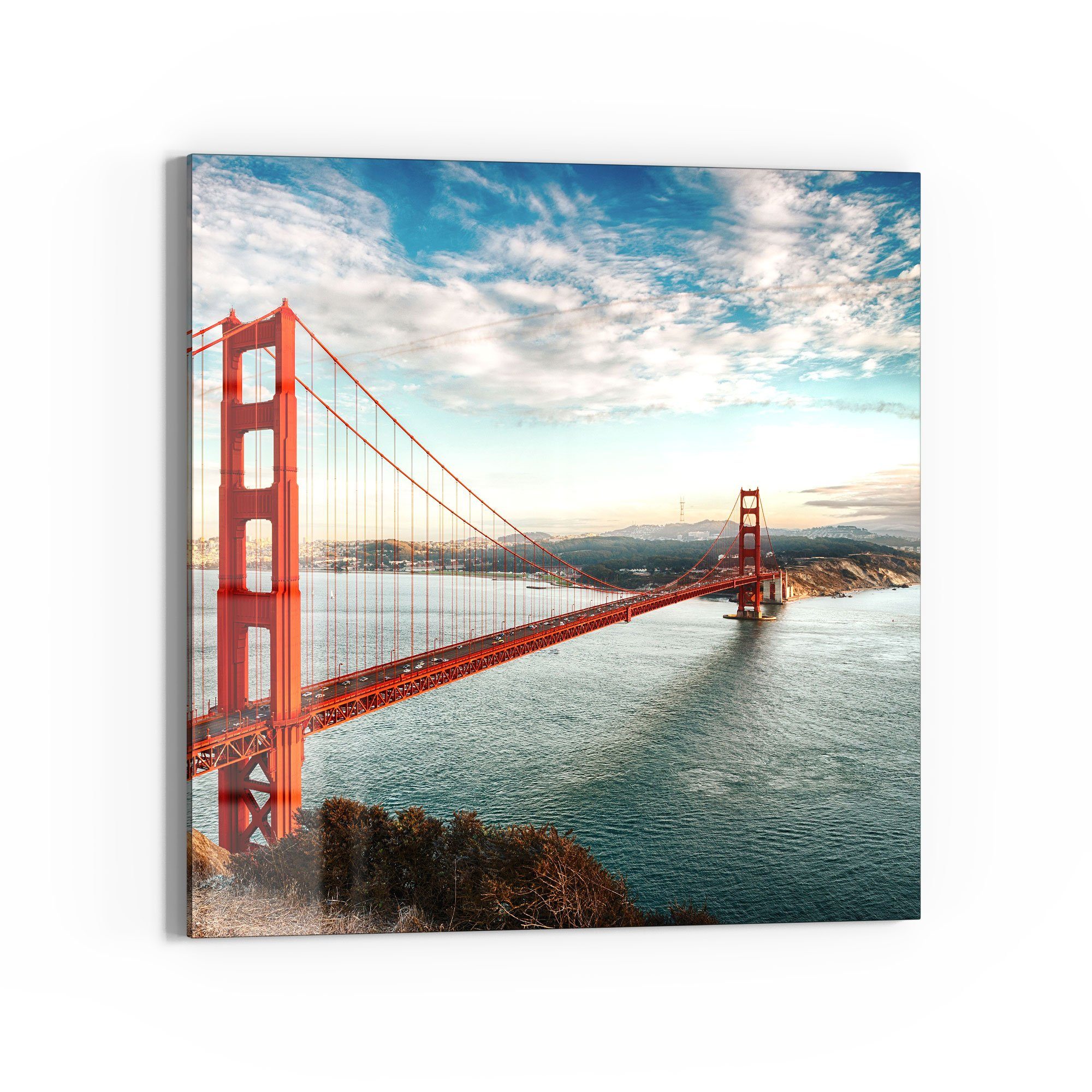 DEQORI Glasbild 'Golden Gate Bridge', 'Golden Gate Bridge', Glas Wandbild Bild schwebend modern