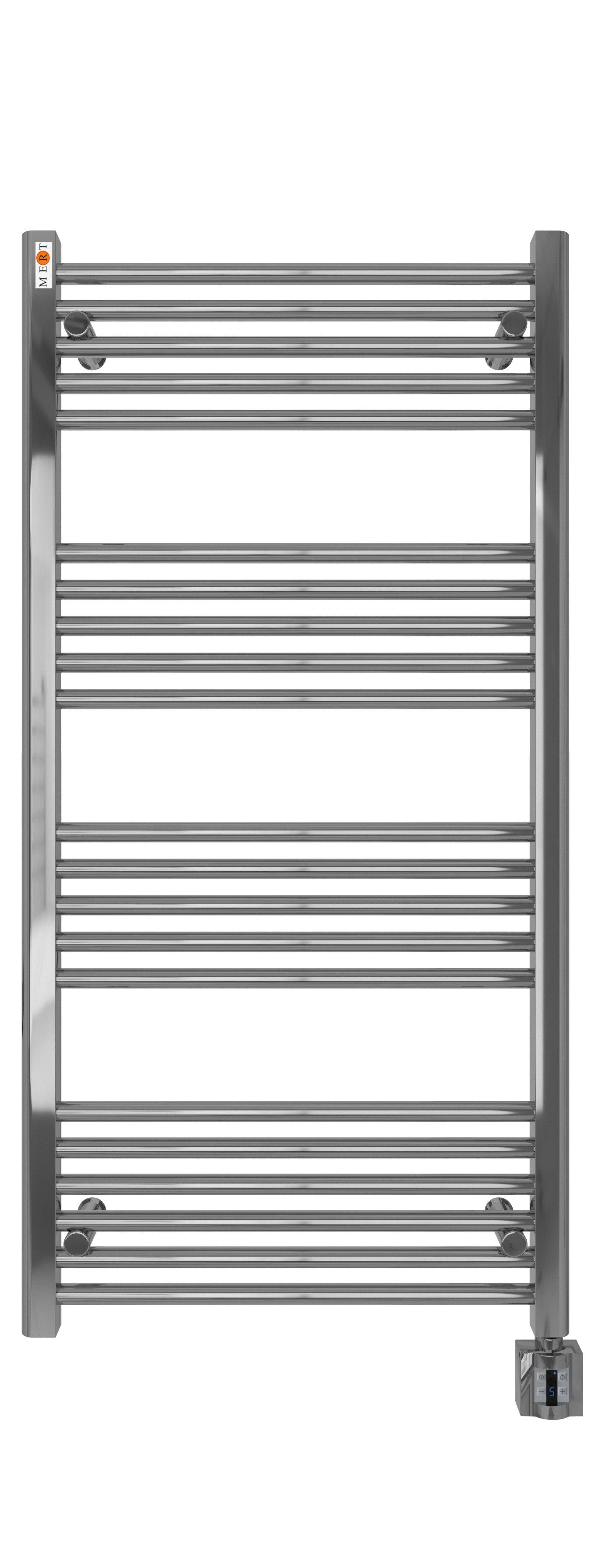 MERT Elektrischer Badheizkörper Badheizkörper Elektro Chrom mit Heizstab KTX4-Regler, Der Heizkörper wird befüllt geliefert