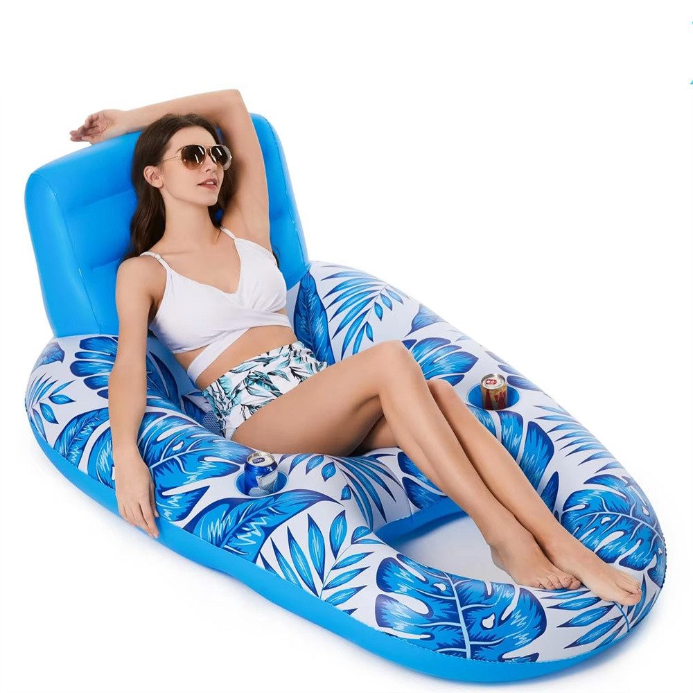 Insma Luftmatratze Aufblasbarer Pool-Liegestuhl Wasserliege mit Rückenlehne, für See Strand Badeinsel 160x120cm, Tragfähigkeit bis 136kg