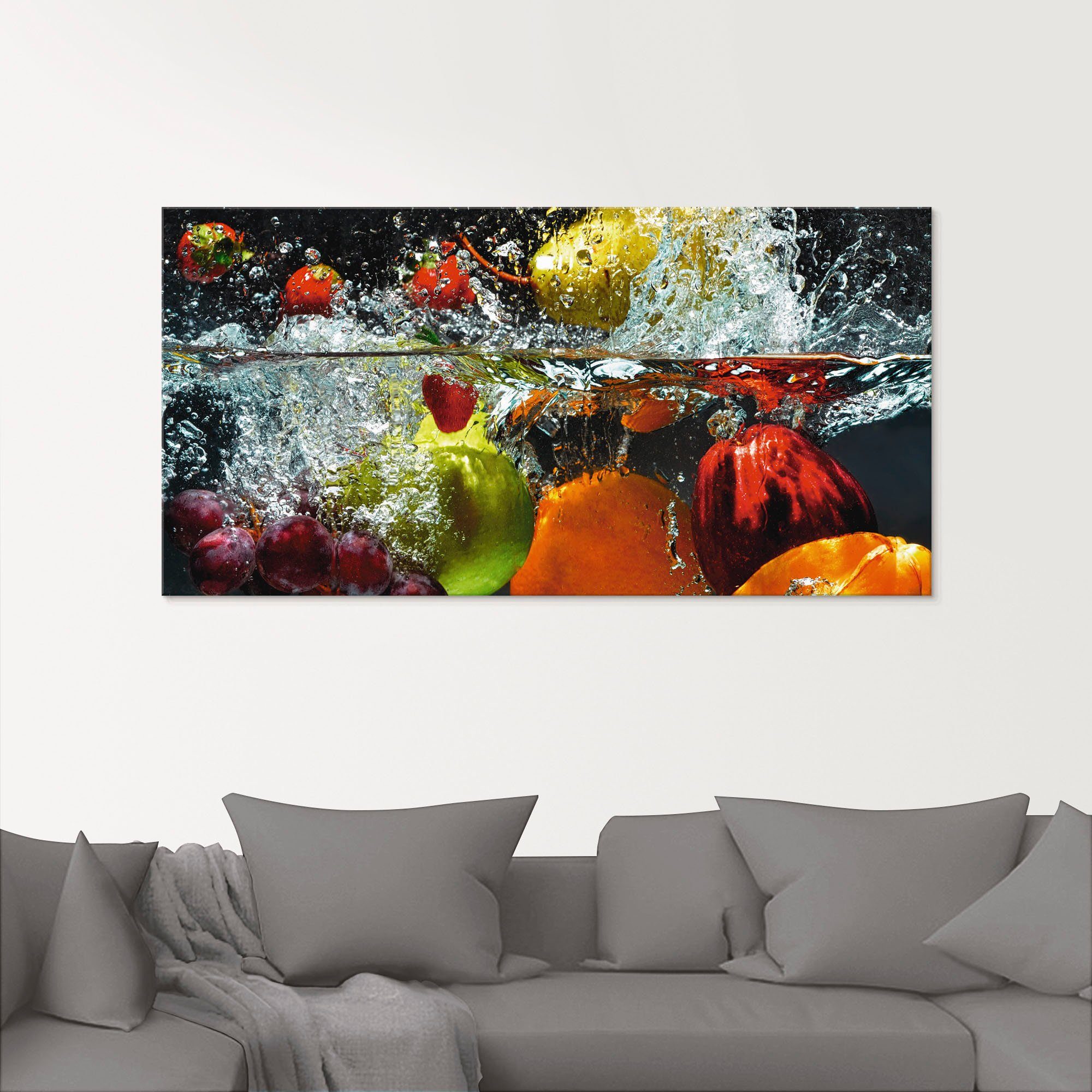 Artland Glasbild Spritzendes Obst auf dem Wasser, Lebensmittel (1 St), in verschiedenen Größen – Bild 2 von 5