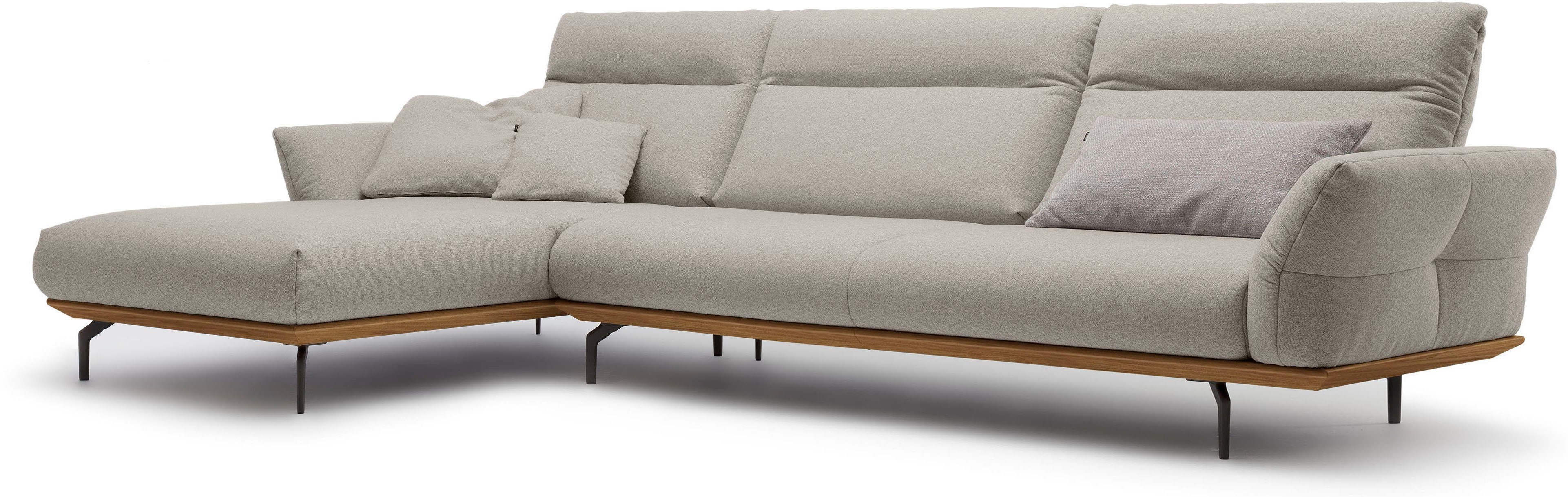 hülsta sofa Ecksofa hs.460, Sockel 338 Winkelfüße Nussbaum, cm in Umbragrau, Breite in
