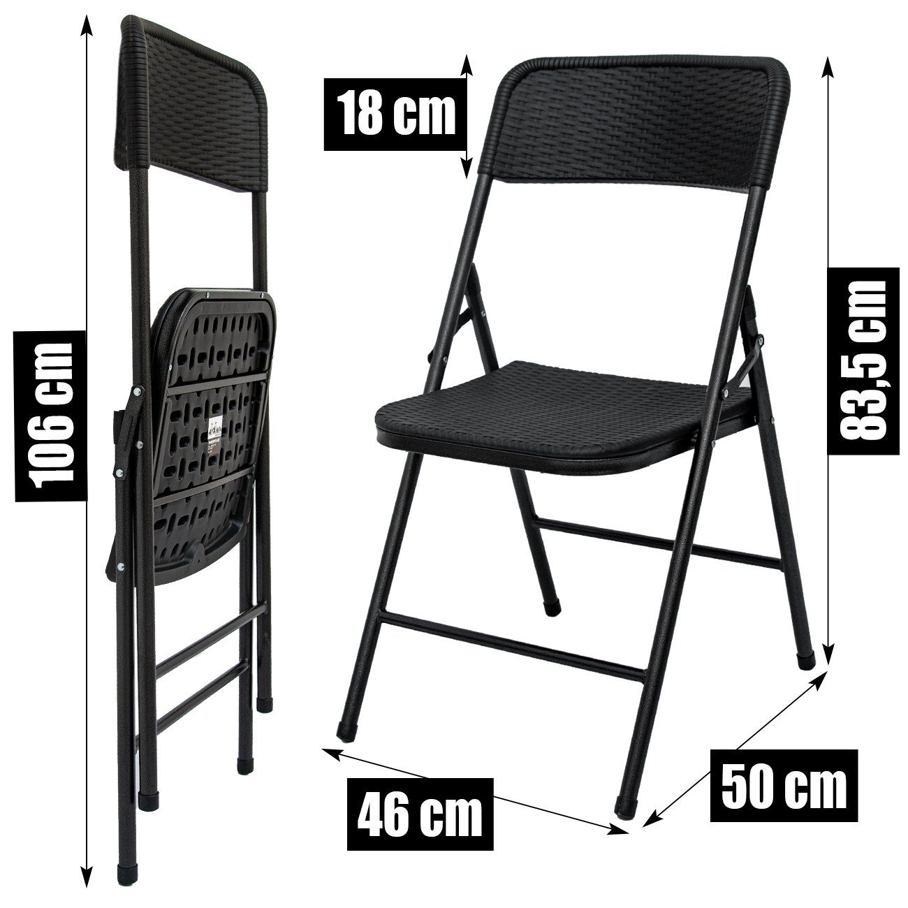AMANKA Set in 180cm 6 Tisch Stühlen Rattan-Optik Set, Klapptisch Klappbar Garten Sitzgruppe mit