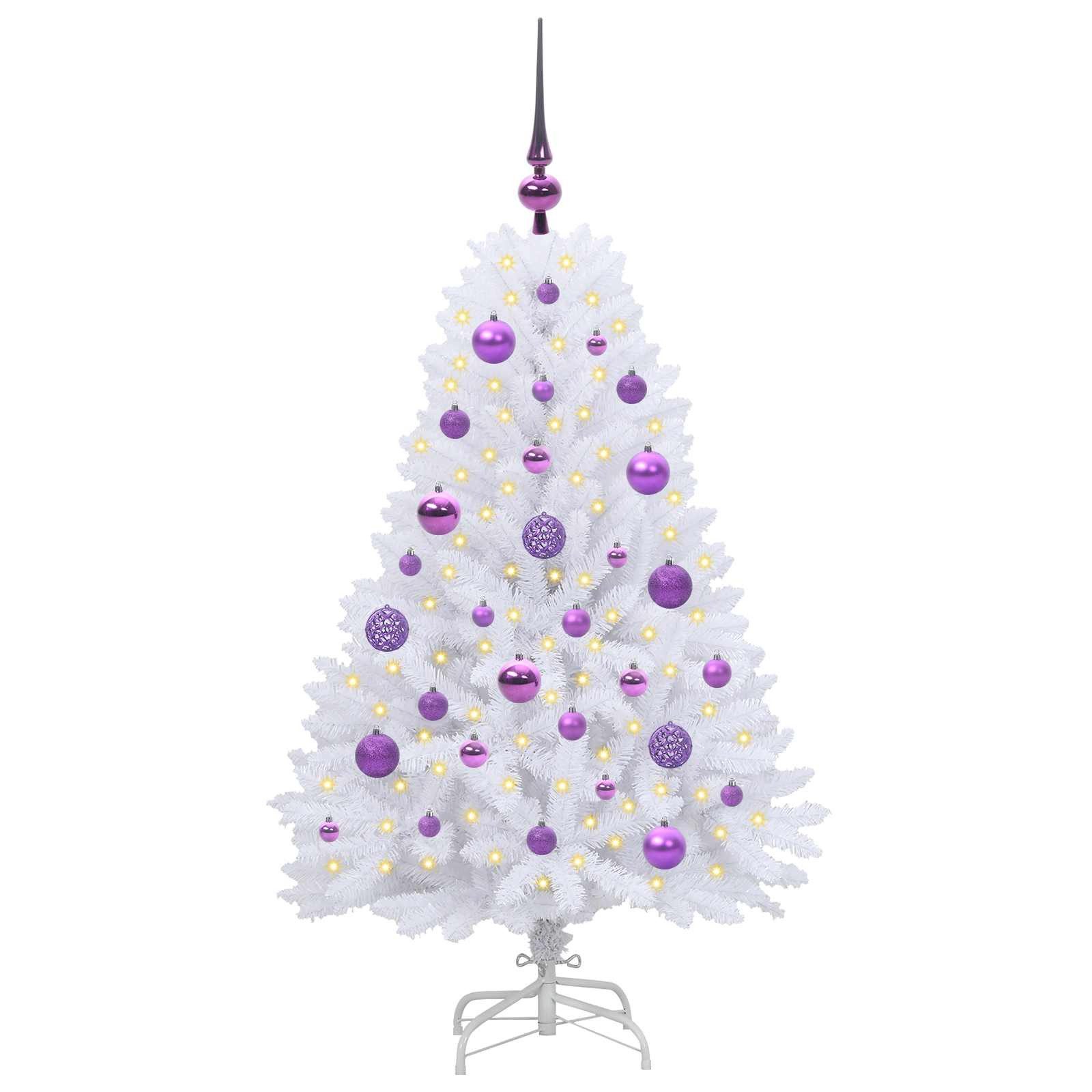 vidaXL Künstlicher Weihnachtsbaum Künstlicher klappbarer Weihnachtsbaum Weiß 120 cm PVC und Stahl