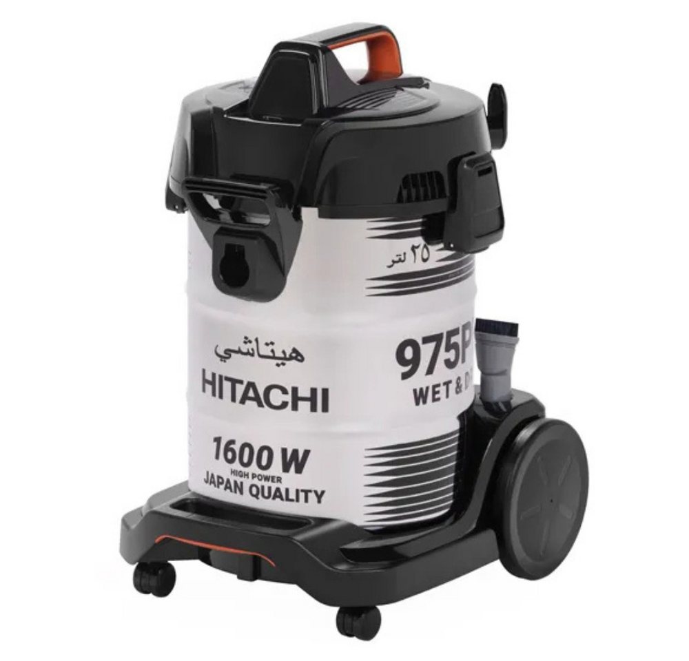 Hitachi Bodenstaubsauger CV 975 PW, 3-in-1 Profi-Nass- & Trockensauger, 25L Edelstahl-Tank, 1600 W, beutellos, 3-in-1 Funktion (Nass/Trocken/Gebläse), rostfreier Behälter, 25L