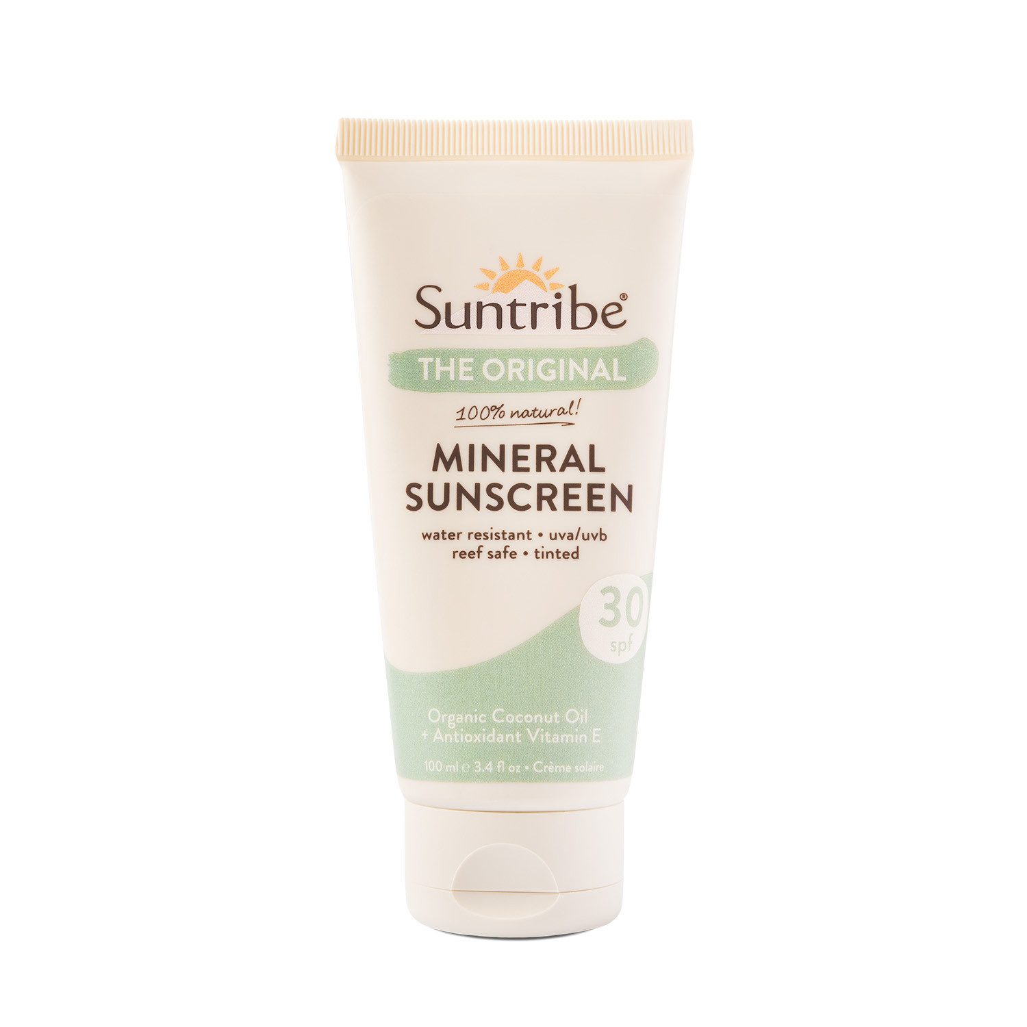 Suntribe Sonnenschutzcreme Bio Sonnencreme LSF 30 – Mineralisch & getönt, 0% Zusätze - Riffsicher & wasserfest
