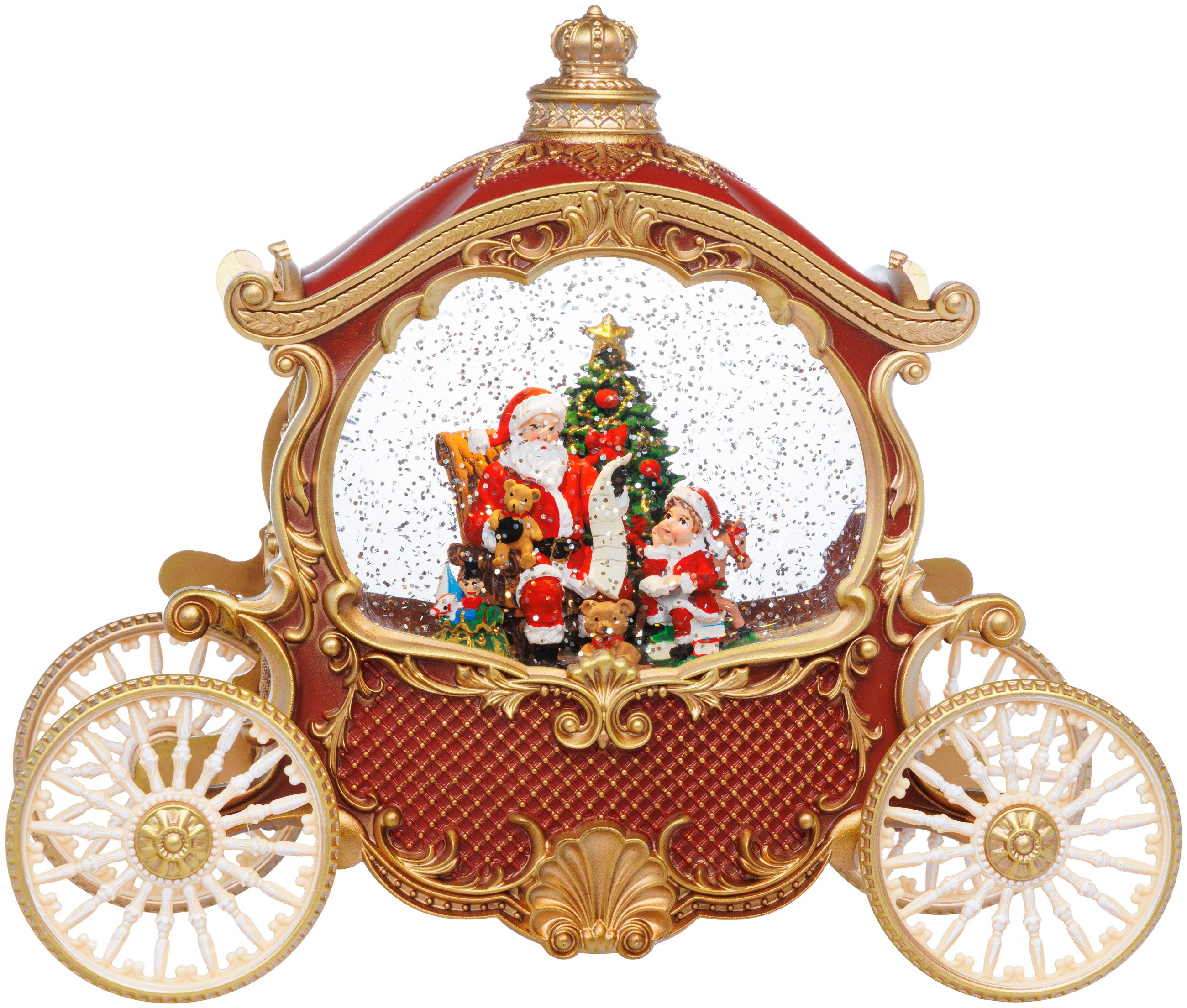 SIKORA Dekoobjekt WL04 LED Schneelaterne Kutsche mit aufwirbelnden Flocken und Musik, 5h-Timer, motorbetriebenes Schneegestöber, Batterie- oder Netzbetrieb