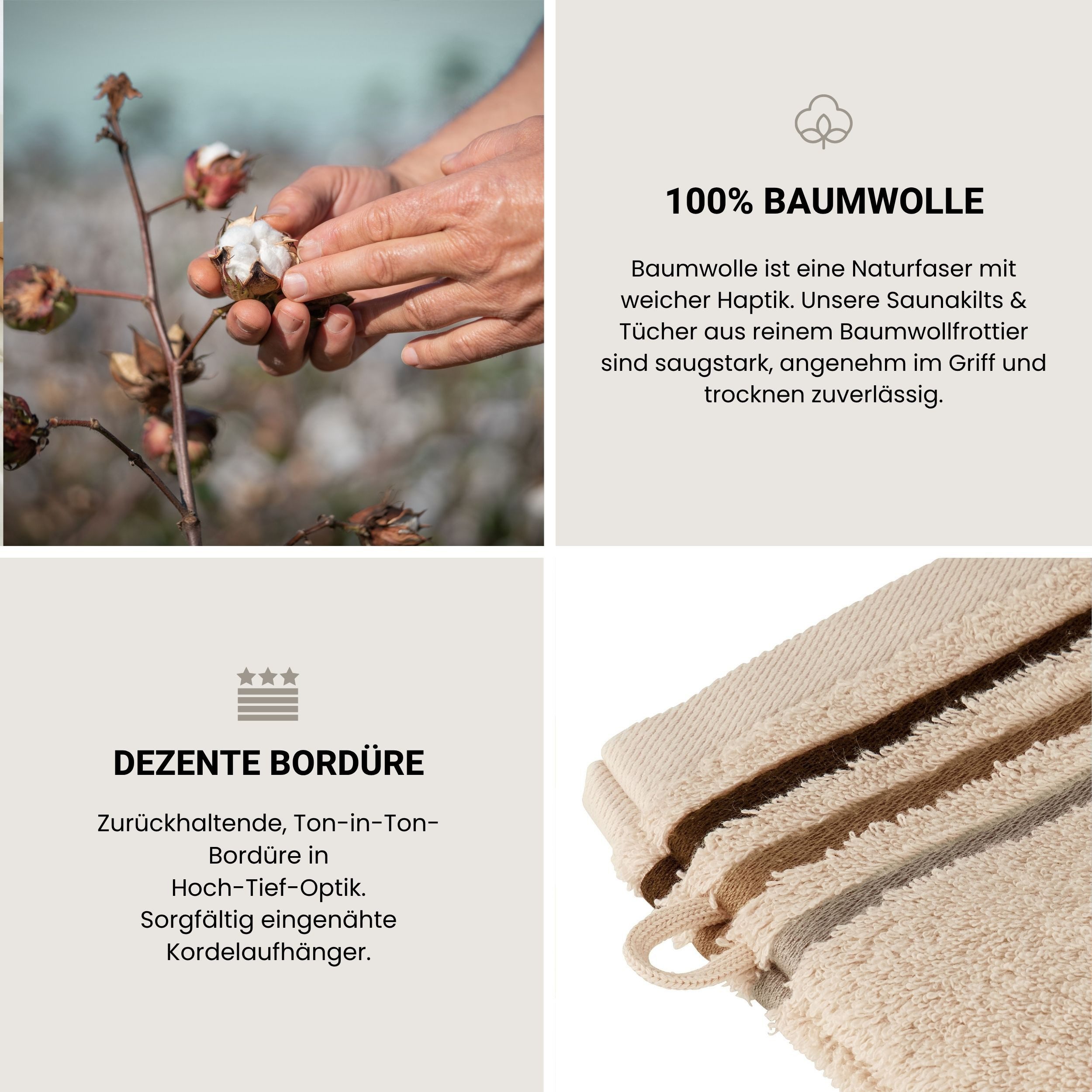 Schiesser Waschhandschuh Skyline Color aus 100 % Baumwolle mit eleganter Streifenbordüre, (5-St), OEKO-TEX® MADE IN GREEN – Bild 4 von 5