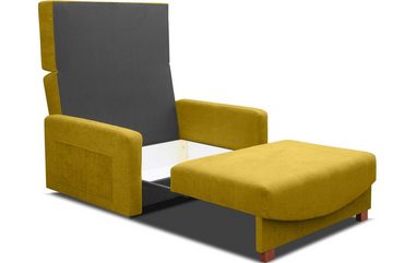 Konsimo Kindersofa INCA Sofa 2 Gästesofa, Schlaffunktion, Seitentasche, mit Bettkasten, Massivholzbeine