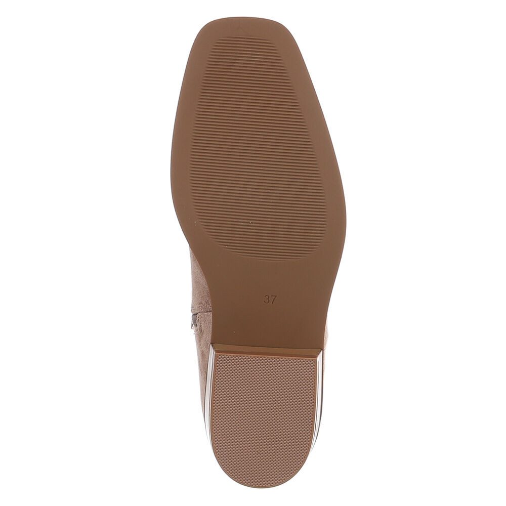 Ital-Design Damen Stiefelette mit Elastikeinsatz und Blockabsatz Stiefelette (92125648) Blockabsatz Flache Stiefeletten in Hellbraun