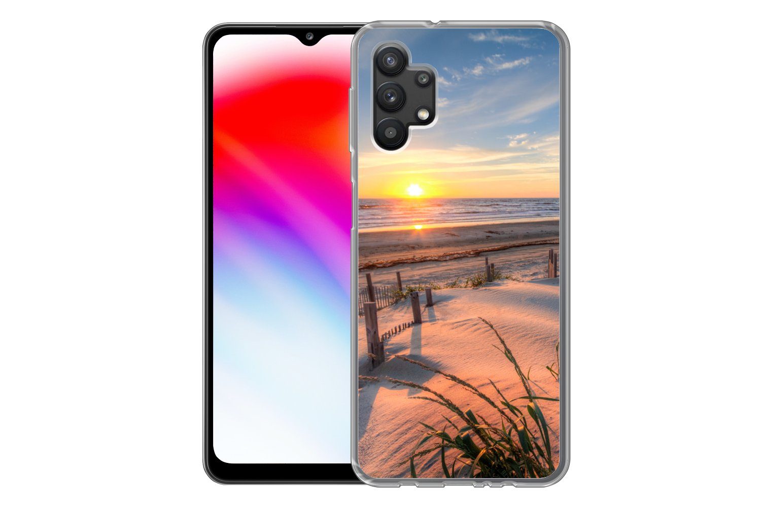 MuchoWow Handyhülle für Samsung Galaxy A32 5G Strand - Meer - Düne - Sonnenuntergang - Lan, Smartphone-Bumper, Print, Handy Schutzhülle Dünn