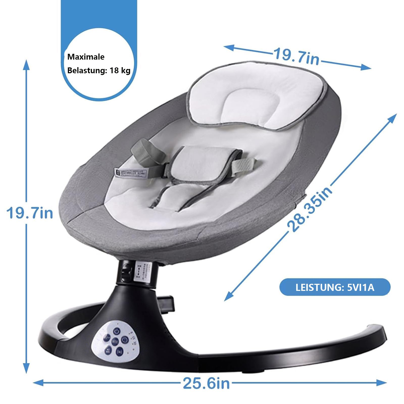 CLTYQ Babywippe babyschaukel Kippfunktion,klappbar,Dreistufige Richtungseinstellung, elektrisch Babyschaukel bluetooth Musik, Fernbedienung, Insektennetz