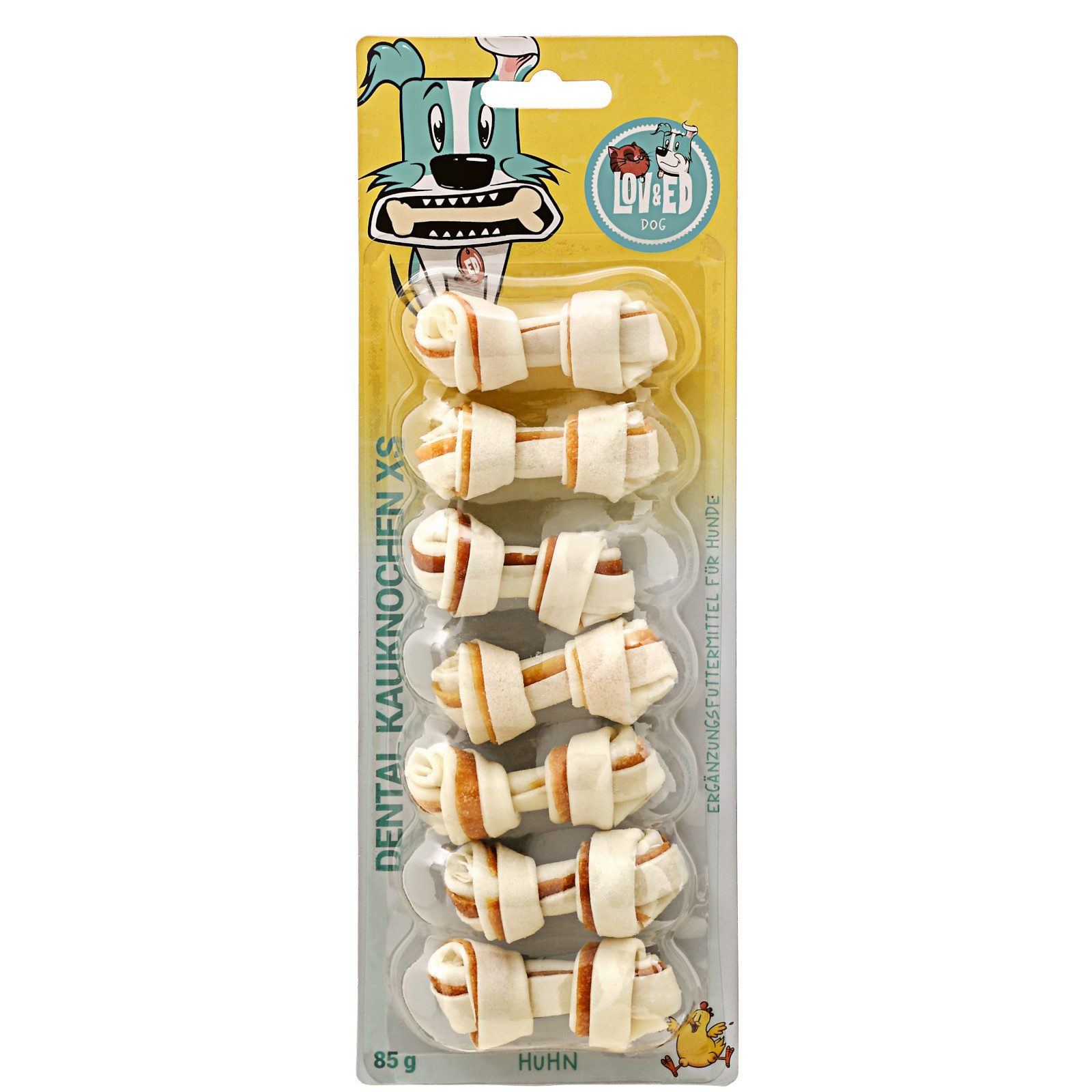 Lov&Ed Kauknochen Huhn, XS, Mit Dental-Effekt, 85g, 85g