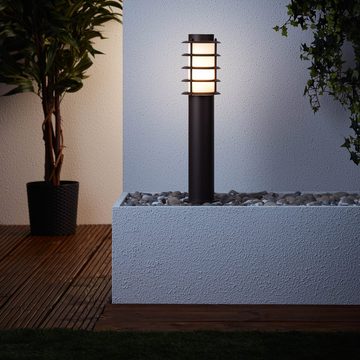 Lightbox Außen-Stehlampe, ohne Leuchtmittel, Außen Sockellampe, 51cm Höhe, Ø 12 cm, E27, max. 20W, IP44, rostfarben