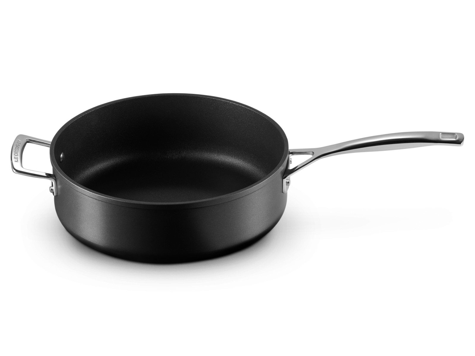 LE CREUSET Servierpfanne Aluminium-Antihaft Sautépfanne rund schwarz 28cm