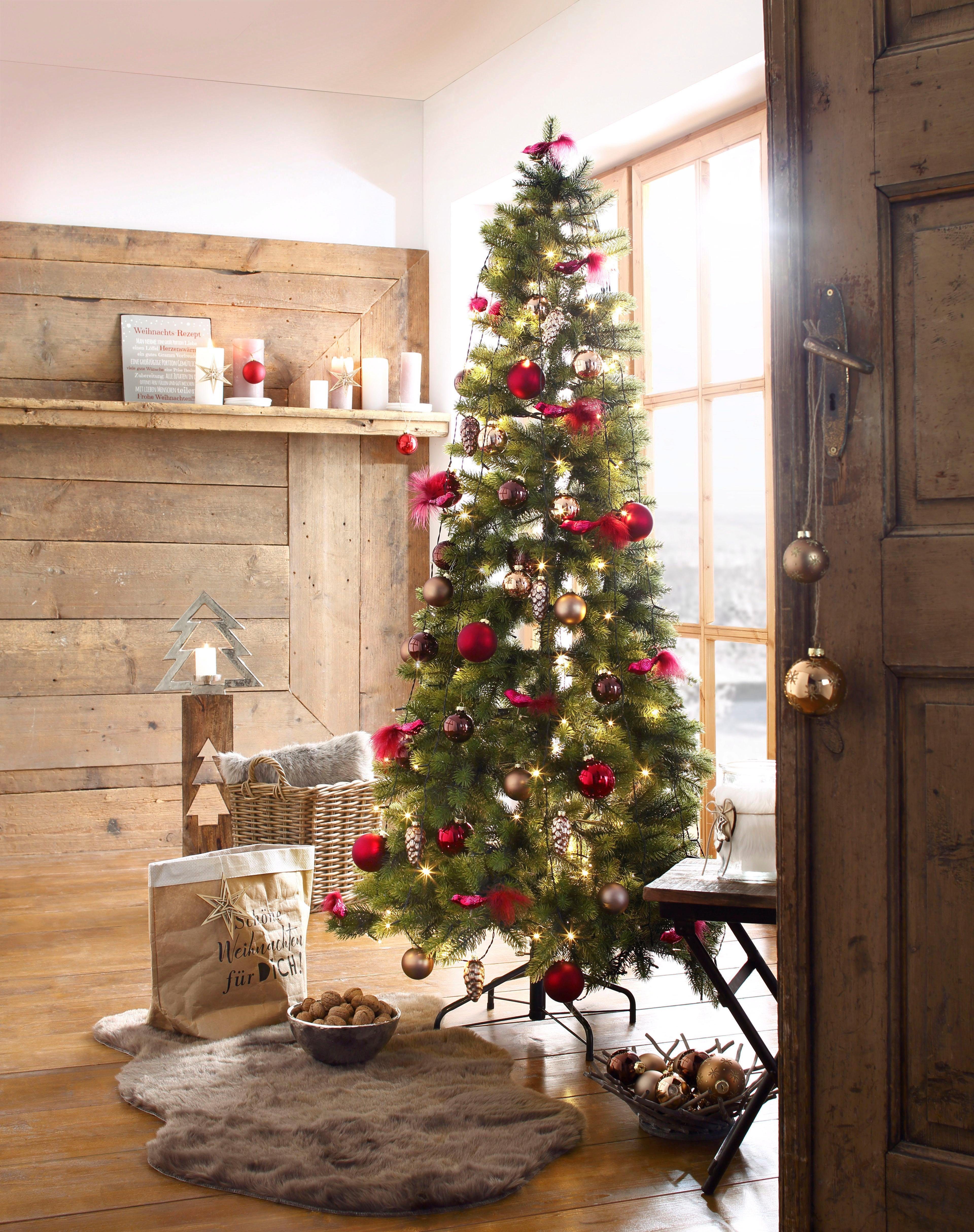 Creativ deco Künstlicher Weihnachtsbaum Weihnachtsdeko aussen, künstlicher Christbaum, Tannenbaum, in schlanker Form