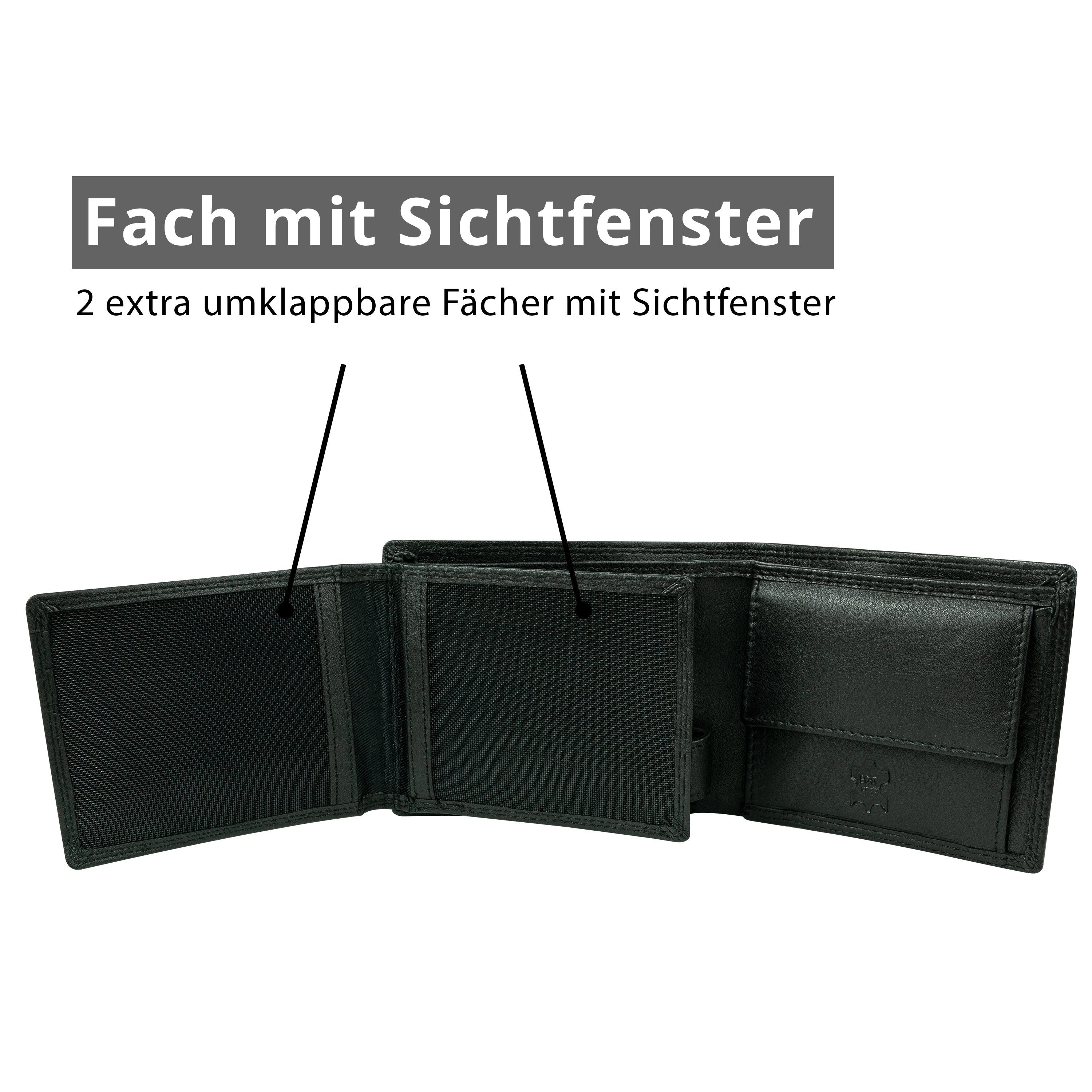 Premium Portemonnaie MOKIES Geldbörse Nappa-Leder, Geschenkbox GN102 Premium RFID-/NFC-Schutz, Herren Echt-Leder, (querformat), Nappa 100%