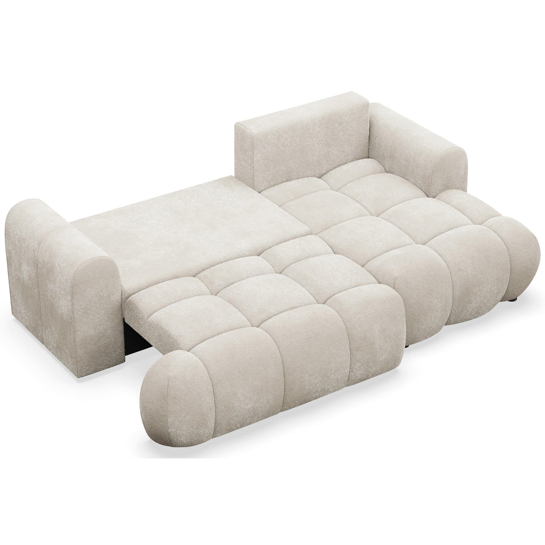 Selsey Ecksofa OMBO MINI, Ecksofa mit Schlaffunktion & Bettkasten, Bouclé, 246 cm