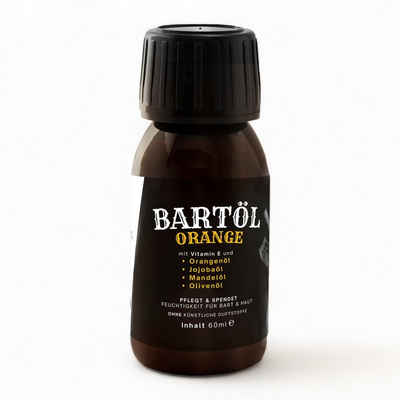 Radami Bartöl Bartöl Orange 60 ml Bartpflege mit Jojobaöl, Mandelöl und Olivenöl
