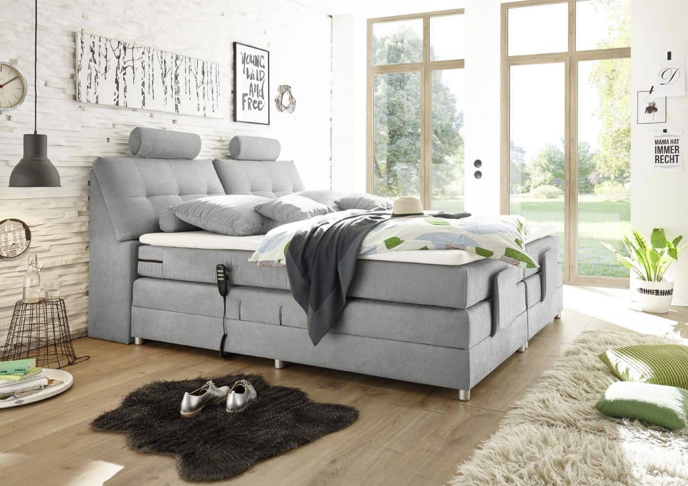 ED EXCITING DESIGN Boxspringbett Palermo 120/180x200 Elektrofunktion & 7-Zonen-TTFK-Matratze + Topper (Komplettbett mit Motor & Stauraum, inkl. Matratze, Topper, Unterbox), Elektrisches Kopf- & Fußteil, 7-Zonen-TTFK-Matratze & T25-Topper