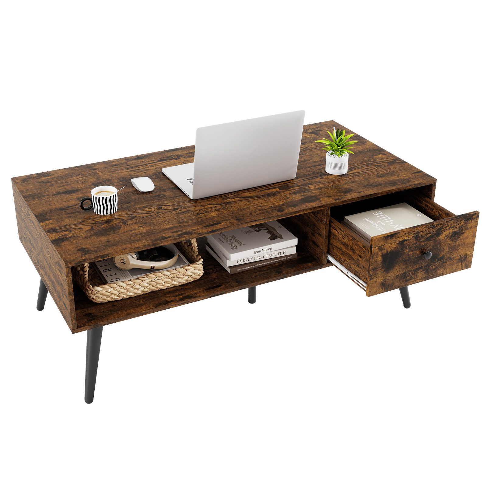 COSTWAY Couchtisch, mit Schublade, Stauraum, Sofatisch günstig online kaufen