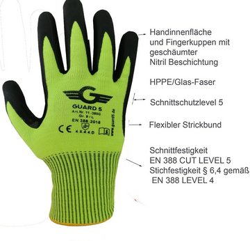 GUARD 5 Schnittschutzhandschuhe schnittfeste Arbeitshandschuhe für höchste Sicherheit (Art-11380G) Schnittschutz