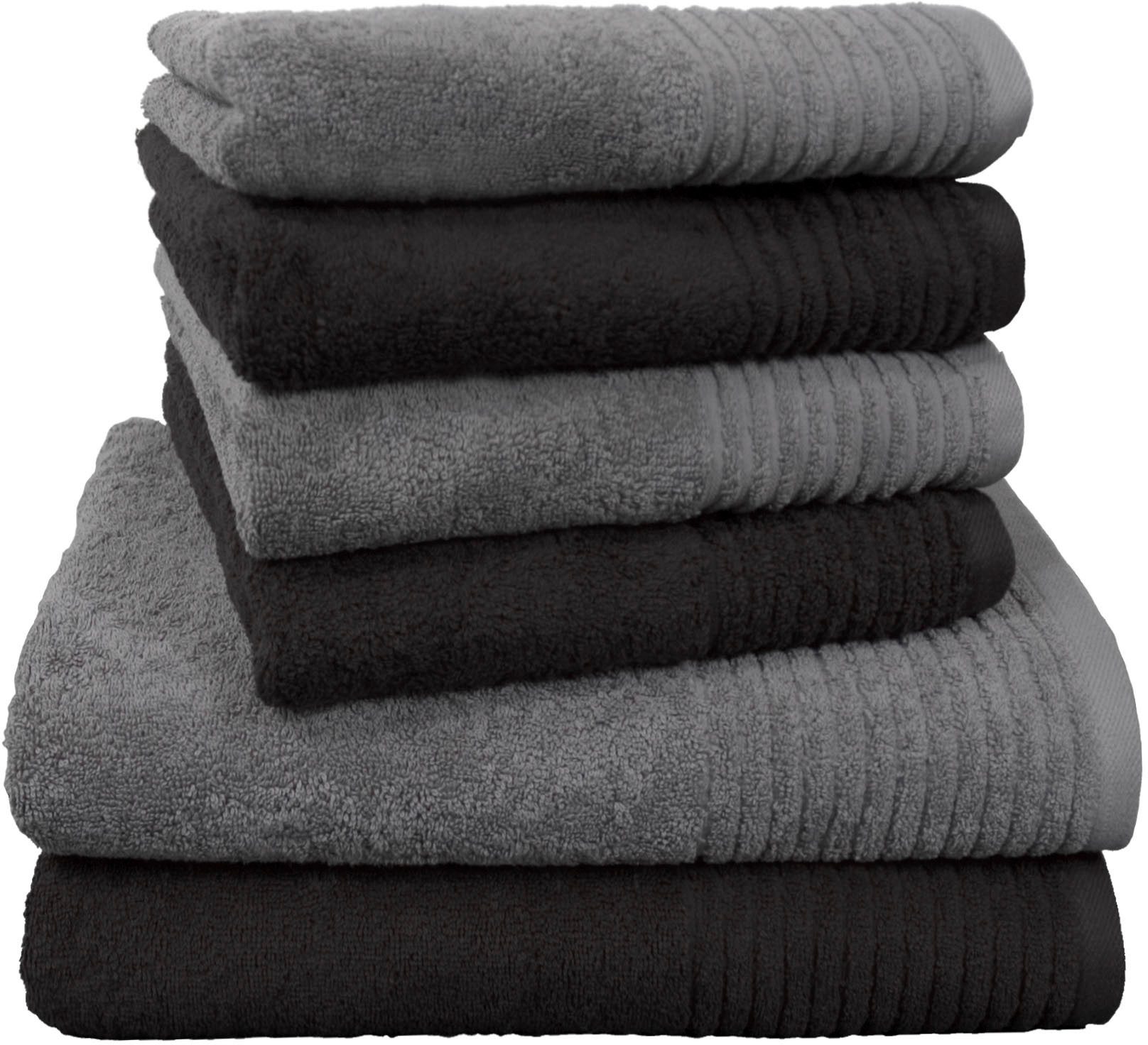 Dyckhoff Handtuch Set Brillant, Walkfrottee (Set, 6-St), mit Streifenbordüre;4 Handtücher (50x100cm), 2 Duschtücher (70x140cm)