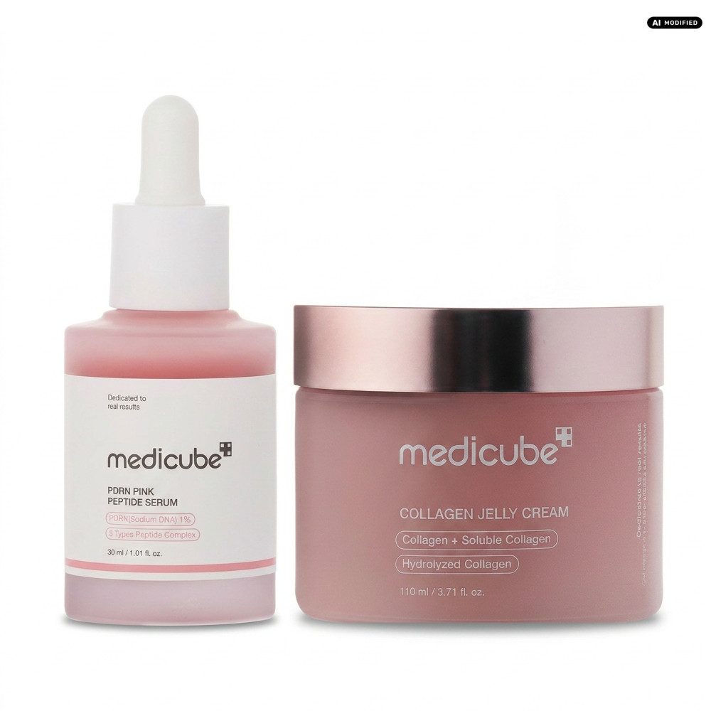 Medicube Gesichtsserum Medicube PDRN Pink Peptide Serum und Collagen Jelly Cream Duo, Pflege Duo für ergänzende Feuchtigkeit und Elastizität