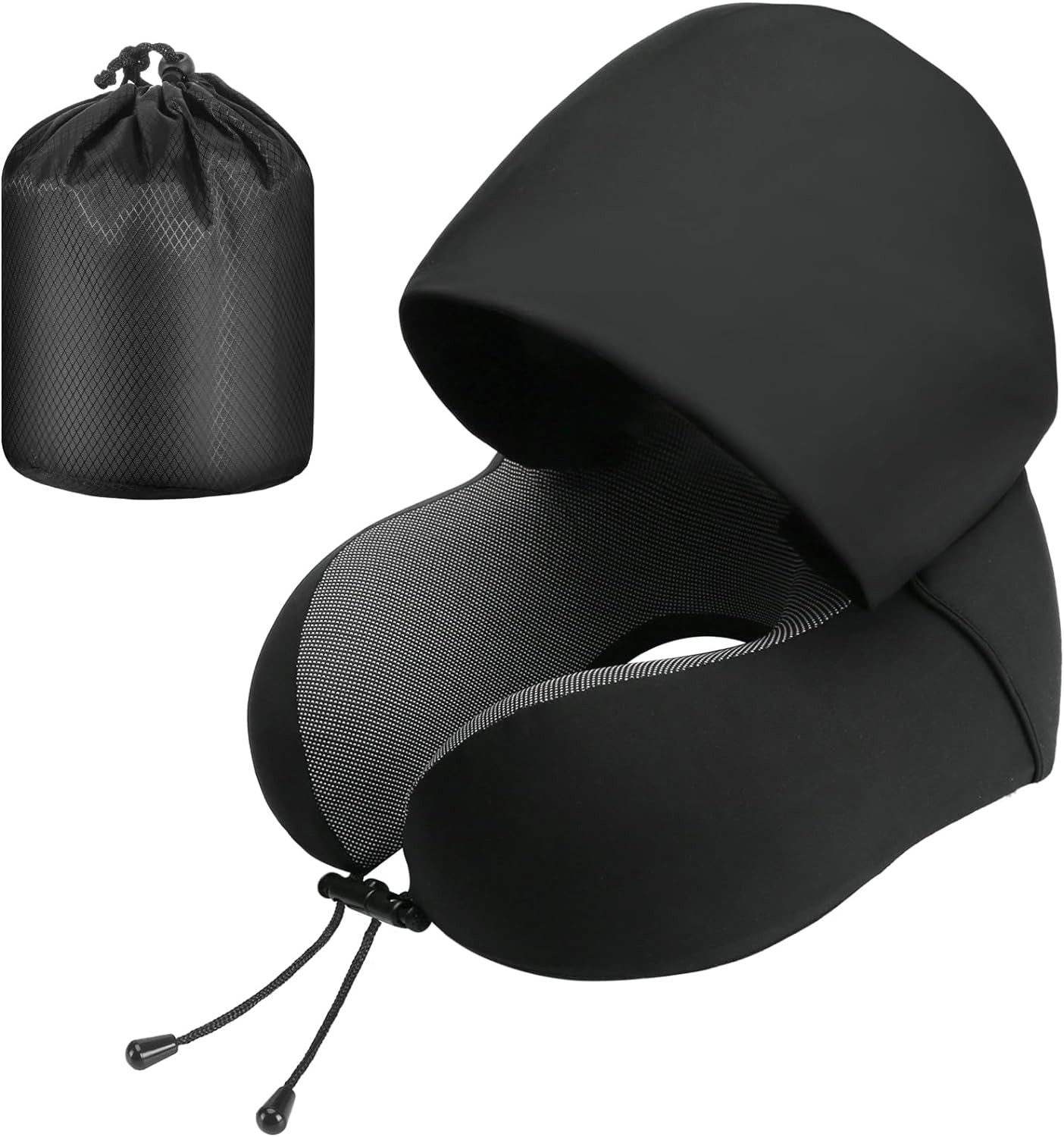 Reisekissen Memory Foam,Reisekissen mit Haube,Bequemes Nackenhörnchen mit Haube