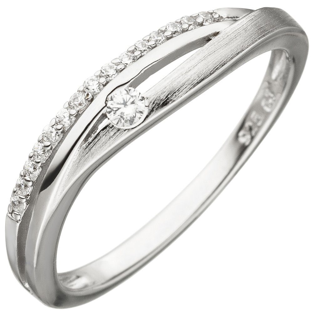Schmuck Krone Silberring Ring mit weißen Zirkonia 925 Silber rhodiniert Silberring Fingerschmuck Damen, Silber 925