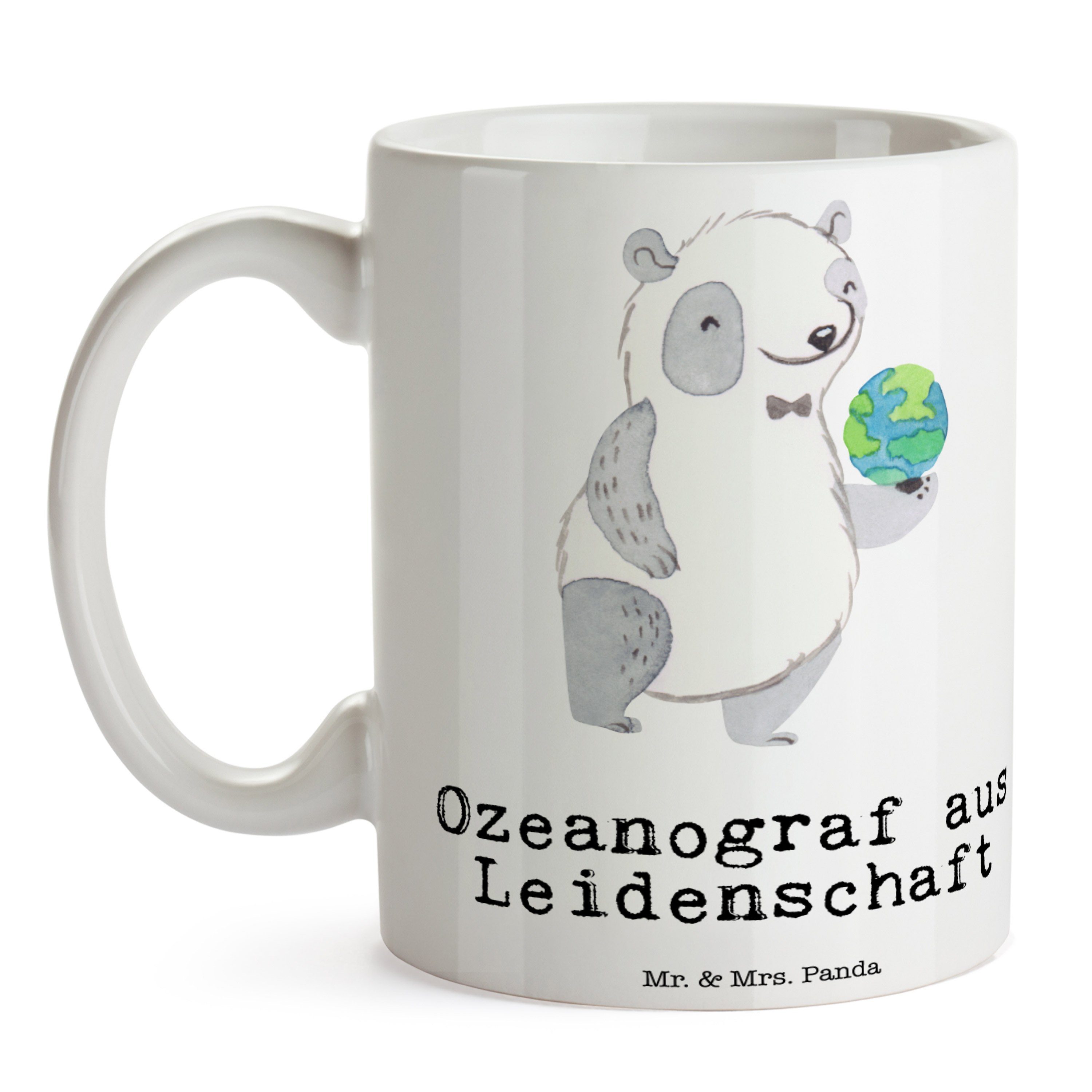 Leidenschaft Geschenk, Teebecher, Panda Naturwissen, - Mrs. - Mr. & Ozeanograf Keramik Weiß Tasse aus